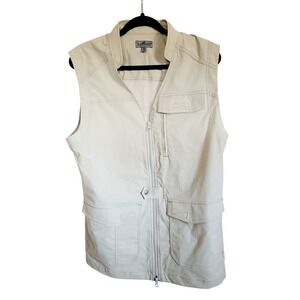TravelSmith M Men's Vest Hunting Outdoors Fishing Photography Tan Zip‎ Up NWOT